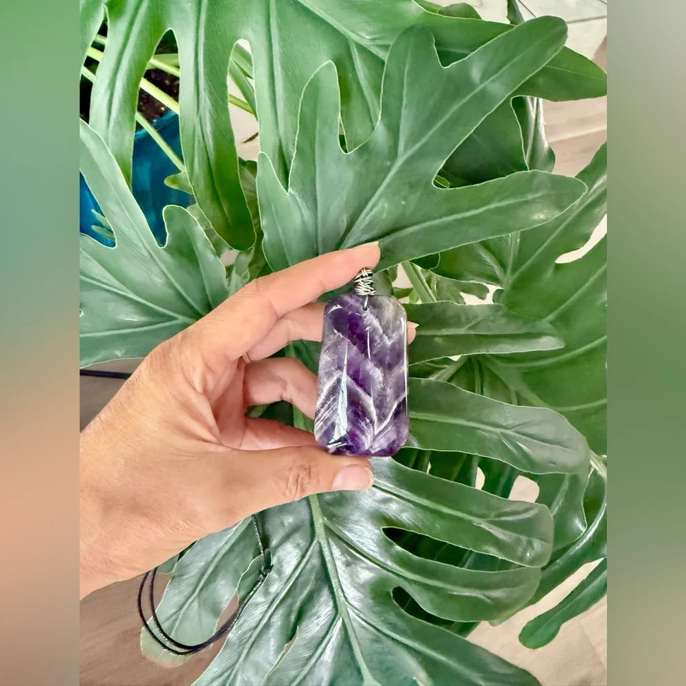 Chevron Amethyst Pendant || handmade necklace